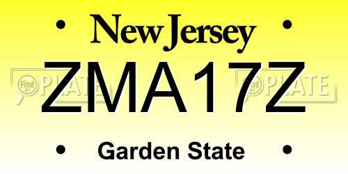 ZMA17Z New Jersey License Plate
