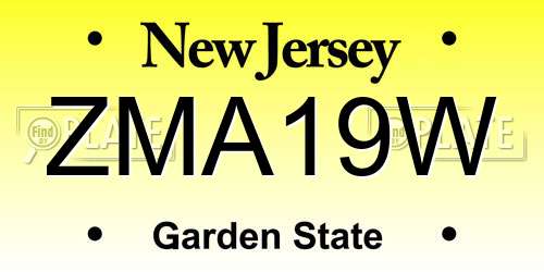 ZMA19W New Jersey License Plate