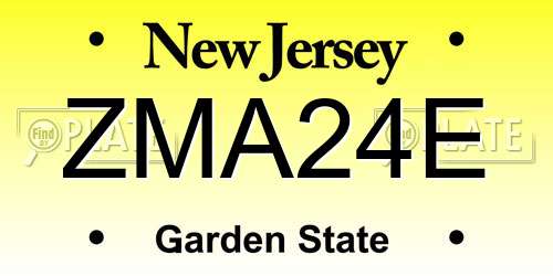 ZMA24E New Jersey License Plate