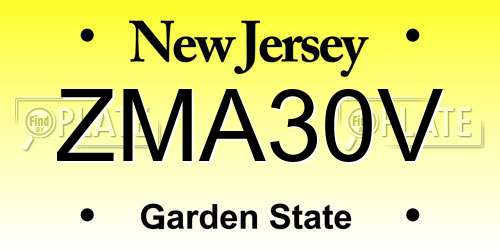 ZMA30V New Jersey License Plate