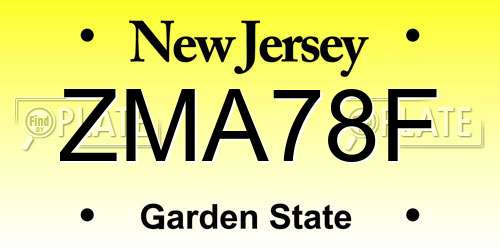 ZMA78F New Jersey License Plate