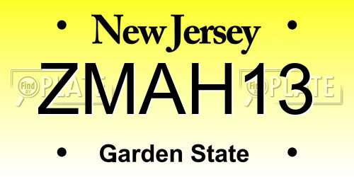 ZMAH13 New Jersey License Plate
