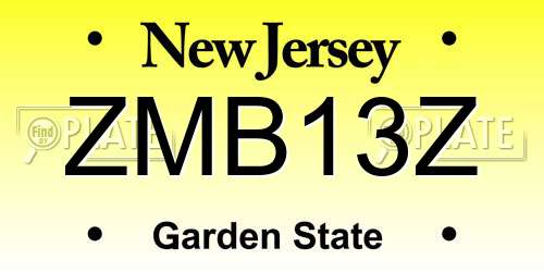 ZMB13Z New Jersey License Plate