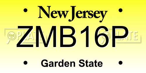 ZMB16P New Jersey License Plate