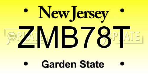 ZMB78T New Jersey License Plate
