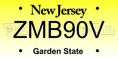ZMB90V New Jersey License Plate