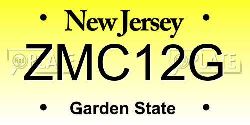 ZMC12G New Jersey License Plate