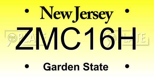ZMC16H New Jersey License Plate