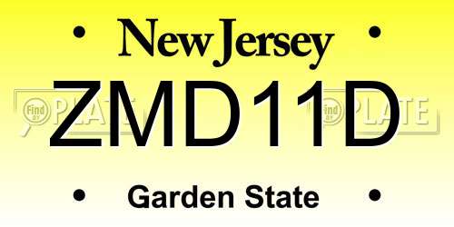 ZMD11D New Jersey License Plate