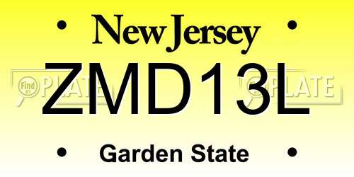 ZMD13L New Jersey License Plate