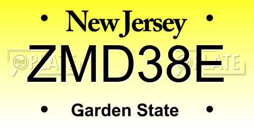 ZMD38E New Jersey License Plate