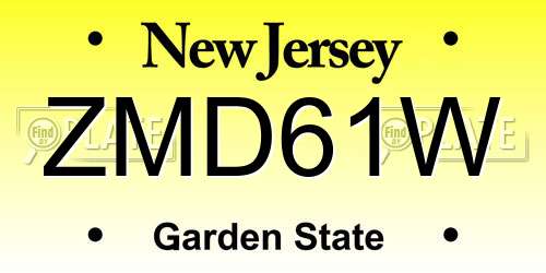 ZMD61W New Jersey License Plate