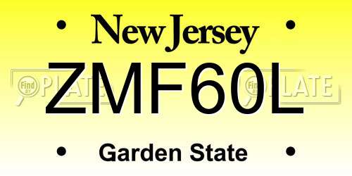 ZMF60L New Jersey License Plate