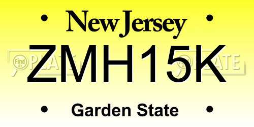 ZMH15K New Jersey License Plate