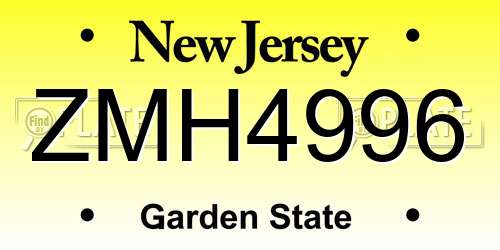 ZMH4996 New Jersey License Plate