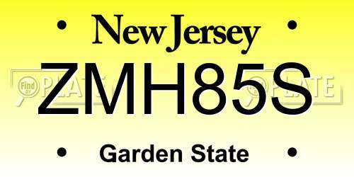 ZMH85S New Jersey License Plate