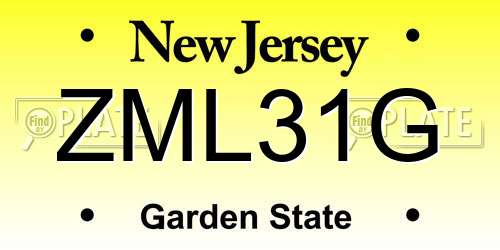 ZML31G New Jersey License Plate