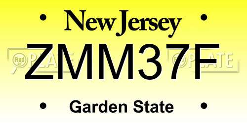 ZMM37F New Jersey License Plate