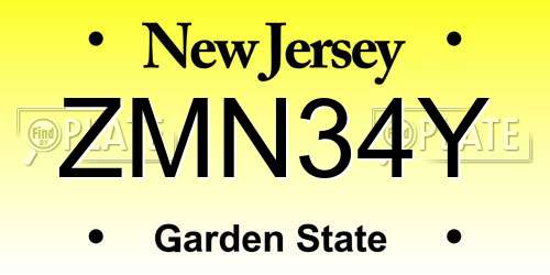 ZMN34Y New Jersey License Plate