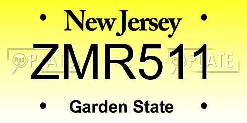 ZMR511 New Jersey License Plate