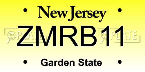 ZMRB11 New Jersey License Plate