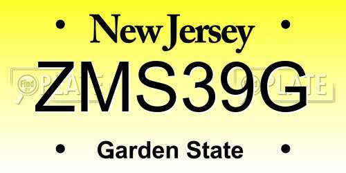 ZMS39G New Jersey License Plate