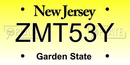 ZMT53Y New Jersey License Plate