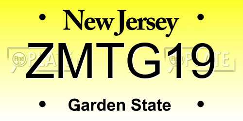 ZMTG19 New Jersey License Plate