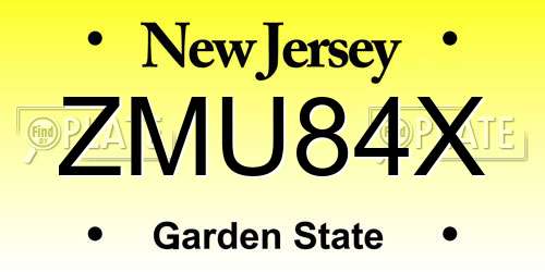 ZMU84X New Jersey License Plate