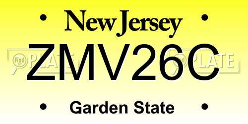 ZMV26C New Jersey License Plate