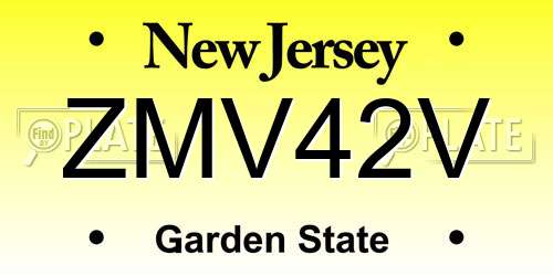 ZMV42V New Jersey License Plate
