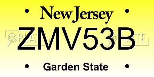 ZMV53B New Jersey License Plate