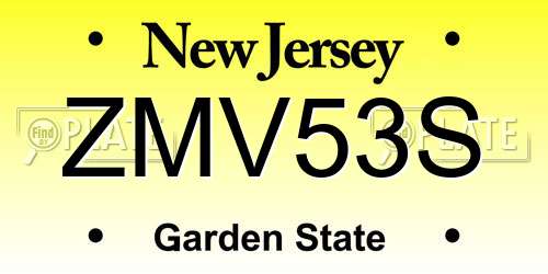 ZMV53S New Jersey License Plate