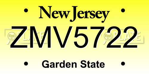 ZMV5722 New Jersey License Plate