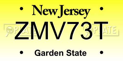 ZMV73T New Jersey License Plate