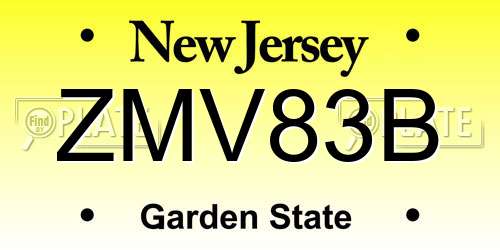 ZMV83B New Jersey License Plate