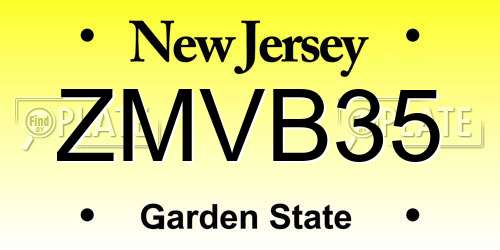 ZMVB35 New Jersey License Plate