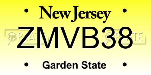 ZMVB38 New Jersey License Plate