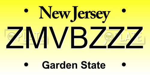 ZMVBZZZ New Jersey License Plate