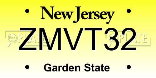 ZMVT32 New Jersey License Plate