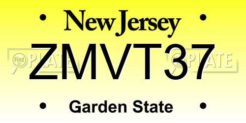 ZMVT37 New Jersey License Plate