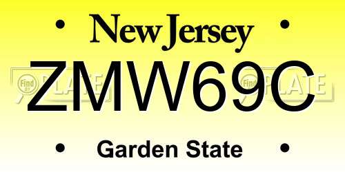 ZMW69C New Jersey License Plate