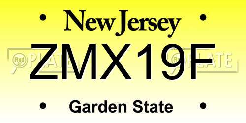 ZMX19F New Jersey License Plate