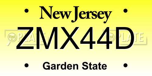 ZMX44D New Jersey License Plate