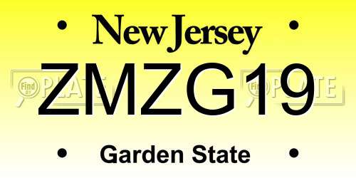 ZMZG19 New Jersey License Plate
