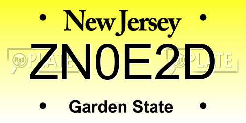 ZN0E2D New Jersey License Plate