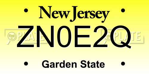 ZN0E2Q New Jersey License Plate