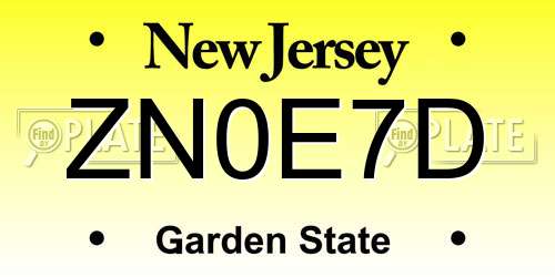 ZN0E7D New Jersey License Plate