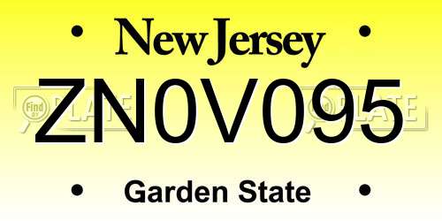 ZN0V095 New Jersey License Plate