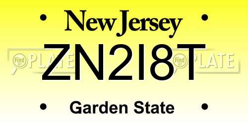 ZN2I8T New Jersey License Plate